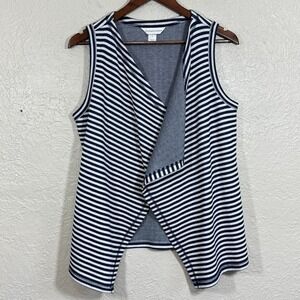 Christopher & Banks Navy and White Striped Vest